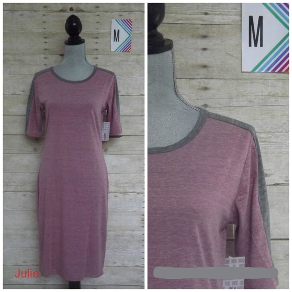 LuLaRoe Julia Dress Medium - Heathered Purple & Gray T Shrit/Sheath Dress - Picture 1 of 1